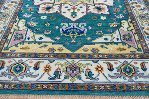 Alfombra de Lana de Lujo Anudada a Mano con Diseño Hariz Bizard, Alfombra Oriental Hecha a Mano de Estilo Transicional para Decoración de Sala de Estar, 1 Pieza, Apta para Mascotas - Product Image 3