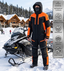 Mono de Esquí Impermeable, Transpirable y Cortavientos con Capucha, Traje de Snowboard con Costuras Selladas, Unisex, de una Pieza, para Moto de Nieve - Product Image 5