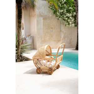 Extraordinaria Carriola de Juguete de Ratán Natural para Muñecas, Estilo Vintage, Carriola Decorativa para Niños, Juego de Imitación - Product Image 3