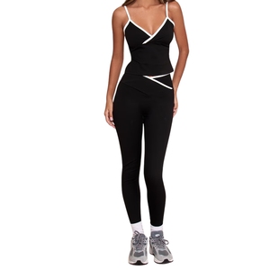 Débardeur court côtelé pour femme, dos nageur, en maille extensible de haute qualité, uni, pour le yoga, vente en gros personnalisée - Product Image 2