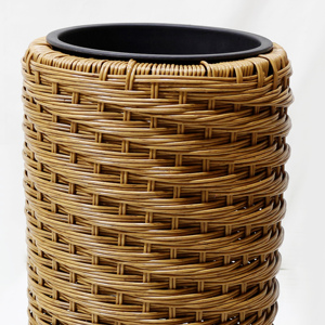 Pots de fleurs en bambou tressé, style bohème, ronds, pour intérieur et extérieur, ensemble de pots empilables, couleur naturelle - Product Image 5