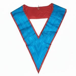Joya masónica de cuello azul sólido con ribete rojo y pasador de seguridad dorado - Product Image 1