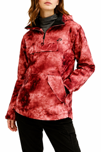 Chaqueta cortavientos impermeable roja personalizada con efecto tie-dye para mujer, chaqueta deportiva de invierno con capucha, chaquetas elegantes para hombre para actividades al aire libre, venta al por mayor. - Product Image 6