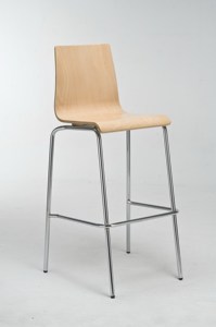 Modern Wood Bar Chair Chrome Base Minimalist Design Commercial Home Bar Furniture - Product Image 1