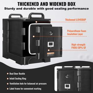 Contenitore Termico per Alimenti da 81 Qt, Confezione da 2, Scatola Termica per Catering, Vassoi di Servizio a Caricamento Frontale, Scaldavivande con Doppie Fibbie - Product Image 4