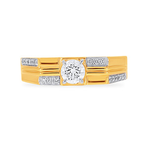 Timeless Zest <b>Men</b> Solitaire <b>Ring</b> The Golden Dominion of Sparkling Grandeur An 18K Yellow Gold Band Crowned with a Brilliant Cut - Product Image 3