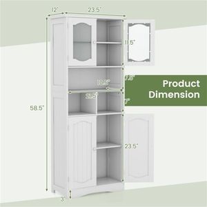 Bathroom Furniture Storage Cabinet with Elegant <b>Glass</b> Doors and <b>Shelves</b> - Product Image 3