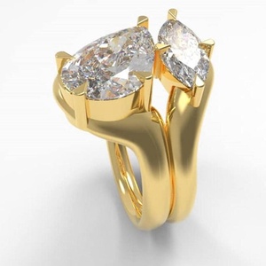 Precioso Anillo Toi Et Moi con Diamante Cultivado en Laboratorio de 3.01CT Corte Pera y 1.01CT Corte Marquise, Oro Sólido de 14K Premium, Joyería para Propuesta de Matrimonio - Product Image 4