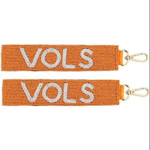 High Quality Bright Custom VOLS Beaded Game Day Football Fan Keychain <b>Wristlet</b> Orange Adjustable Lobster Clasp Key Accessories - Product Image 1