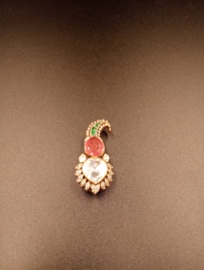 <b>Gold</b> Plated Silver Brooch Pear Cut Cubic Zirconia Pink Green Stones Unisex Party Jewelry <b>Clothes</b> Peacock Design Brooch Pins - Product Image 4