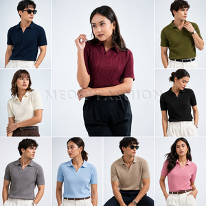 เสื้อโปโลคิวบันคอลลาร์แบบไม่มีกระดุม ผลิตในบังคลาเทศ สำหรับฤดูร้อน ผู้ผลิตเสื้อผ้าสต็อกขายส่งจำนวนมาก คละแบบ - Product Image 1