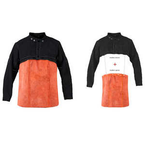 Veste de soudeur en cuir de vachette, résistante aux flammes, robuste, protection industrielle, protection corporelle, vêtements de travail pour la lutte contre les incendies - Product Image 1