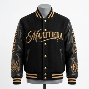 Veste en cuir noir et or pour homme, design baroque brodé de luxe, boutons-pression personnalisés, streetwear - Product Image 6