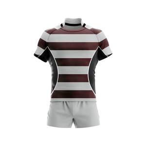 Tenues de rugby unisexes, fabrication OEM, haute qualité, sublimation, logo personnalisé, respirant, séchage rapide, 100% polyester, personnalisable pour équipe. - Product Image 2