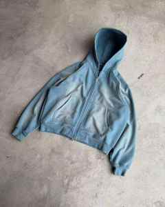 Sweat à capuche pour homme en molleton 100% coton, de haute qualité, délavé à l'acide, effet usé, brodé, écologique, avec logo personnalisé. - Product Image 3