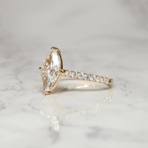 2 Carat Marquise Cut Moissanite Diamond <b>Ring</b> 925 <b>Silver</b> Gold Plated Modern Half <b>Eternity</b> Band Engagement Wedding <b>Ring</b> - Product Image 4