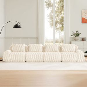 Divano Moderno Modulare Oversize a 4 Posti in Tessuto Flanella con Seduta Profonda e Fibbia per Soggiorno - Product Image 3