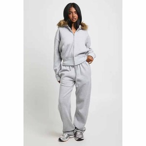 ODM OEM Streetwear Sweat suit Sets <b>Clothing</b> Hoodie Long Sleeve Zipper Jacket With Sweat Pants for Women's 2 Piece Set - Product Image 2