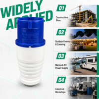 Prises électriques industrielles WNZJ WNS1 16A 3P IP44 CE bleues 250V, 3 prises, étanches à la poussière et à l'eau, pour intérieur et extérieur