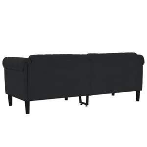 Elegante Sofá Rectangular de 3 Plazas en Terciopelo Negro, Mueble para Sala de Estar - Product Image 6
