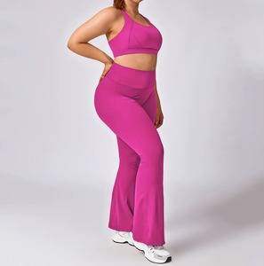 Premium OEM Custom Mid Waist <b>Flared</b> Yoga <b>Leggings</b> Plus Size Seamless Spandex/Polyester Breathable Eco-Friendly Quick Dry Fitness - Product Image 6