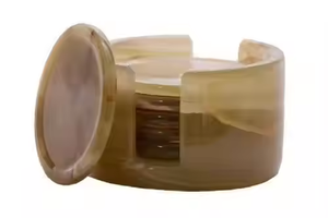 Buffalo Horn <b>Coaster</b> <b>Set</b> for Home & Restaurant Use Modern Design Eco-Friendly Natural Color Round High Quality <b>Coasters</b> - Product Image 2