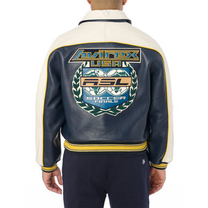 Vestes de moto Avirex pour hommes en cuir de vache véritable sur mesure, grande taille, été/printemps, broderie OEM, streetwear - Product Image 4