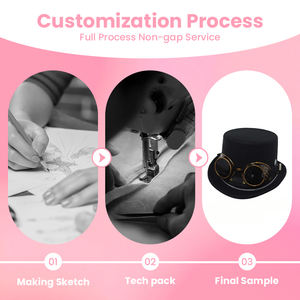 Sombrero de Vaporín Negro con Cadena y Adornos para Cosplay Retro, Servicio OEM/ODM, Certificado EN71, Cumple con ASTM - Product Image 2