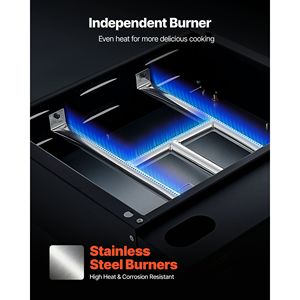 Piastra di Cottura Commerciale Professionale da 16,9 Pollici, Manuale, Antiaderente, in Acciaio, a Gas Naturale, da Banco, per Pentole e Padelle - Product Image 4