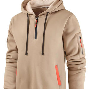 Sudadera con capucha de media cremallera para hombre y mujer, informal, de color liso, transpirable, para venta al por mayor 2026, con diseño de logotipo personalizado - Product Image 3