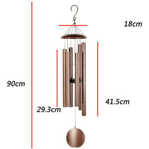 Décoration murale artisanale en cuivre antique de 36 pouces, style Art déco, résistante aux intempéries, à 6 tubes, ton lisse, motif Fleur Audacieuse - Product Image 5