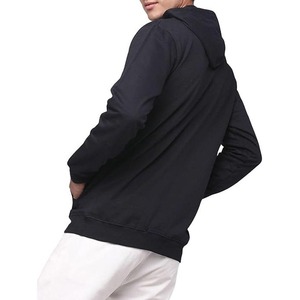 Sudadera con capucha negra para hombre, con cremallera completa, corte regular, forro polar de algodón, informal, para otoño. - Product Image 3