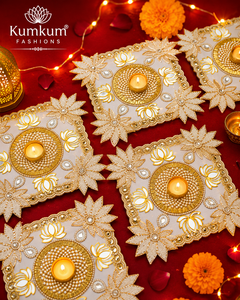 Hot Selling Indian Handmade <b>White</b> Lotus Tealight Candle Holder Rangoli Diwali Wedding Festive Home Decor Return Gift Favors - Product Image 1