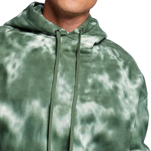Sweat-shirt à capuche tie-dye pour homme, coupe classique, en coton French Terry, pull décontracté, motif vert, avec poches, idéal pour l'automne - Product Image 3