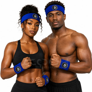 Conjunto de Diadema y Muñequeras Cosh International, Azul, de Algodón Antideslizante, para Gimnasio y Fitness, con Logotipo Personalizado, Unisex - Product Image 1