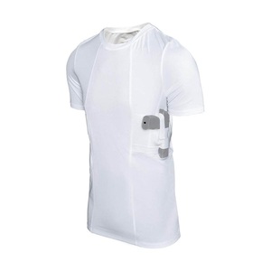 Men Tactical Half <b>Sleeves</b> Concealed Carry Holster Shirt with Side Pockets <b>Base</b> <b>Layer</b> 100% Cotton Quick Dry - Product Image 2