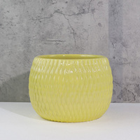 Pot de fleurs en céramique émaillée moderne et écologique avec motif diamant et trou de drainage pour plantes d'intérieur/extérieur, décoration de jardin et de maison