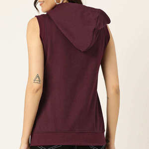 Chaleco de Mujer con Capucha, Sin Mangas, con Cierre, Color Sólido, de Algodón y Fibra de Bambú, Tejido Transpirable, Ropa Casual de Otoño - Product Image 6