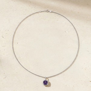 Wholesale 9K White Gold 0.215CT Round Diamond <b>Cushion</b> <b>Purple</b> Gemstone Halo Pendant Necklace for Women Fine Jewelry OEM - Product Image 1