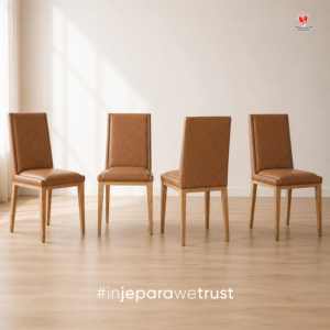 Wholesale Modern <b>Teak</b> Dining <b>Chair</b> with PU Leather Upholstery for Cafe Restaurant Hotel Villa in Indonesia - Product Image 6