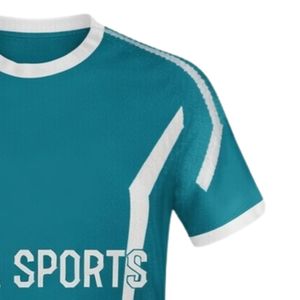 เสื้อแฮนด์บอลชาย สีเขียวอมฟ้า ขาว พิมพ์ลายแบบ Sublimation แขนสั้น โพลีเอสเตอร์ เสื้อกีฬา ชุดทีม ชุดแข่งขัน ชุดฝึกซ้อม เสื้อผ้ากีฬา - Product Image 4