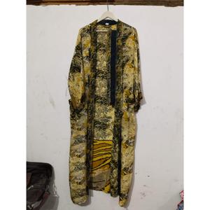 Kimono Maxi de Seda Reciclada Vintage, Vestido Tipo Bata para Mujer, Elegante, con Parches, Cuello en V, Cordón Ajustable, Transpirable, de Secado Rápido, para Verano - Product Image 4