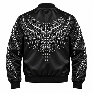 Chaqueta de satén de seda de moda para hombre, muy vendida, con cierre de botones, calidad premium, logotipo personalizado, chaqueta bomber estilo universitario para hombre - Product Image 4
