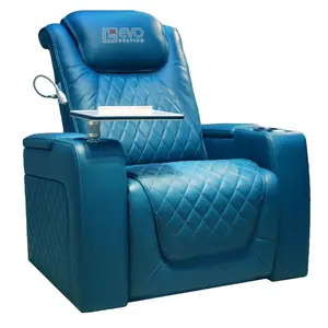 La mejor opción Silla de cine en casa EVO9340 Productos Reclinables Asientos de cuero azul Sillón reclinable para cine