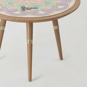 Wholesale Custom Hand Painted Meena Art <b>Stool</b> Durable Solid Wood Tripod Pedestal Multi-functional Ethnic Side <b>Table</b> - Product Image 4