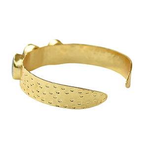 Gold Plated Brass <b>Bangle</b> <b>Bracelet</b> With Sapphire And Green Stones Bohemia Style Unisex Jewelry - Product Image 2