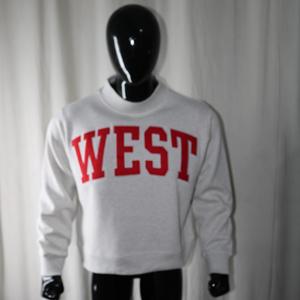 WEST ASH GREY Mock Neck Sweatshirt 100% Cotton <b>RED</b> Applique Embroidery wide neck Sweatshirt CLUSH SPORTS - Product Image 3