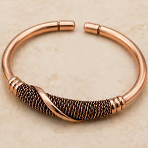 Pure Copper <b>Wire</b> Wrapped Center Accent Open Therapy Bracelet Fashionable Metal Jewelry Exquisite Design Multi Layered Cuff - Product Image 6