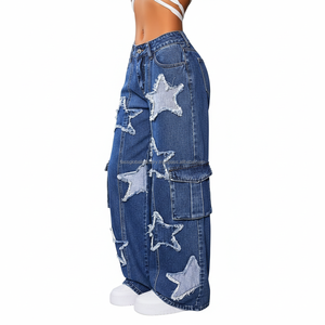 Pantalon Baggy Femme Taille Haute Ample Respirant Patchwork Personnalisé OEM Vente en Gros - Product Image 2