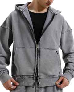 Sudadera con capucha para hombre, diseño clásico con cierre de cremallera completa, capucha ajustable, bolsillos frontales, ribete acanalado, corte relajado, estilo casual refinado. - Product Image 3